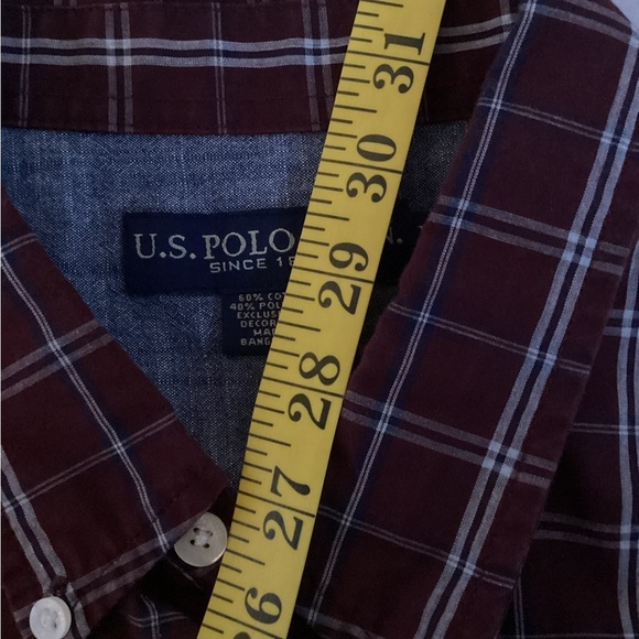 U.S. Polo Assn. Men's Maroon Plaid Shirt, Size XL - Picture 9 of 10